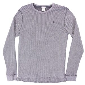 Abercrombie Fitch Muscle Fit Waffle Knit Crewneck Sweatshirt Mens M Gray